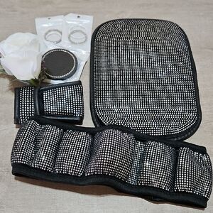 Black 🎁 and Silver Rhinestone 7 Piece Car Accessories Set